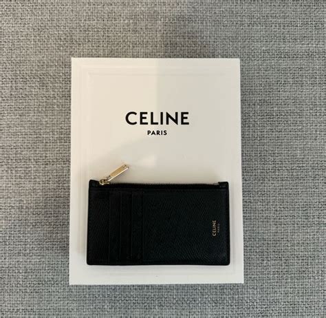 celine zipped compact card holder in grained calfskin|celine los angeles card holder.